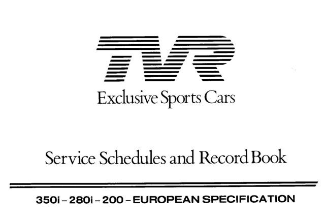 TVR 350I service record book
